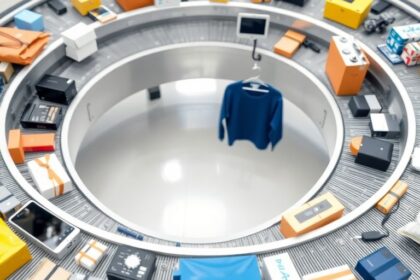 Products moving in a closed loop.