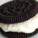 Oreo cookie, black wafers, white cream filling.
