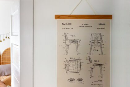 chair parts chart hanging on wall